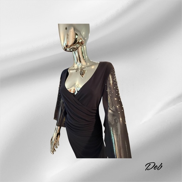 Joseph Ribkoff Navy Bodycon Dress with Plunge Neckline - Picture 8 of 9